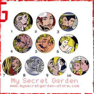 Roy Lichtenstein - Pop Art Pinback Button Badge Set 1a or 1b ( or Hair Ties / 4.4 cm Badge / Magnet / Keychain Set )